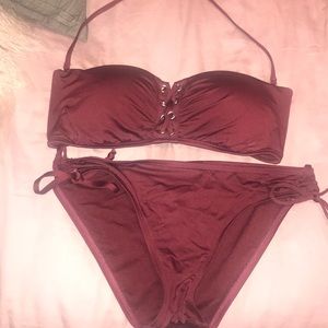 Red wine bikini (LARGE TOP, MEDIUM BOTTOMS)